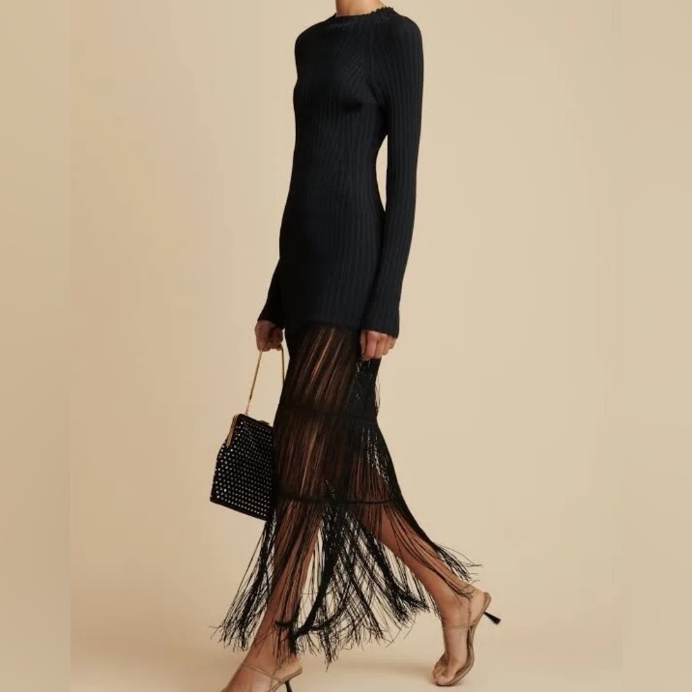 KHAITE
Women's Cedar Fringe-Hem Maxi Dress - Black